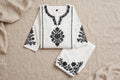 White Kurta Set - Heavy Black Embroidery (Office/Festive)